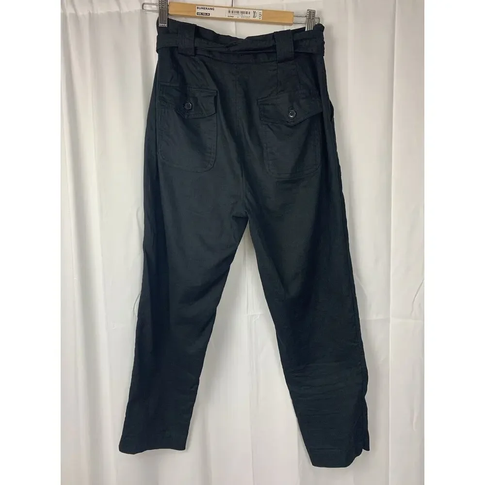 Banana Republic Women’s Linen Cotton Straight Leg High Waist Pants Belt Tie 2P